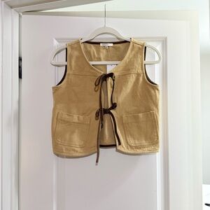 Altar'd State Tan Tie-Front Crop Vest